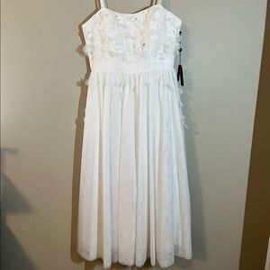Adrianna Papell Ivory Love Story Strapless Tulle MIDI Party Dress Size 12